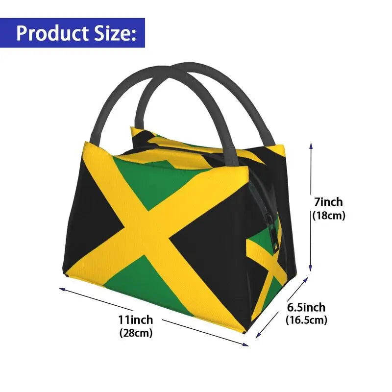 Jamaican Flag Thermal Insulated Lunch Bag Women Patriotism Resuable Lunch Tote for Office Outdoor Storage Meal Food Box