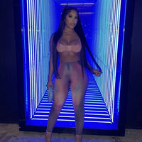 Women Sexy Tie Dye 2 Piece Set Supendency Striped Print Crop Tanks+Contast Color Matching Trousers Female Attractive Suits