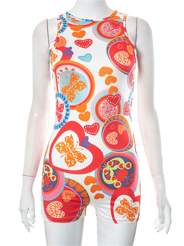 Sexy Summer Y2k Streetwear One Piece Print Playsuit Club Outfit