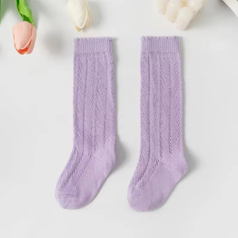 Baby Girls Socks Summer Kids Long Sock Toddlers Knee High Mesh Thin Socks Hollow Out Soft Cotton Infant Socken For 0-7 Years
