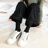 Women Warm Wide Leg Jeans High Waist Velvet Vaqueros Casual Thick Baggy Pantalon Korean Fashion Straight Denim Trousers Winter