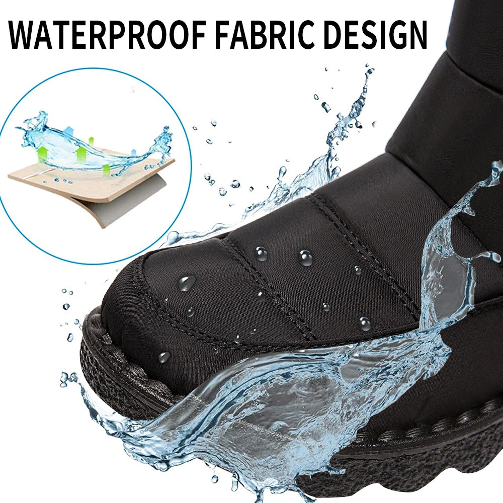Waterproof Winter Boots for Women 2025 New Faux Fur Long Plush Snow Boots Woman Platform Shoes Warm Cotton Couples Ankle Boots