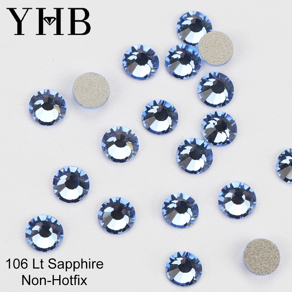 YHB 101-133Cold Fixation Crystal Cristales Flatback Silver Back Non Hotfix Rhinestones For Bags Shoes Garment Phone DIY Nail Art