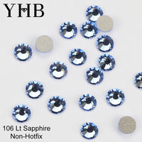 YHB 101-133Cold Fixation Crystal Cristales Flatback Silver Back Non Hotfix Rhinestones For Bags Shoes Garment Phone DIY Nail Art