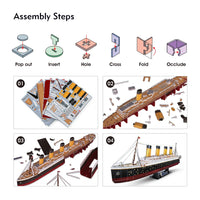 CubicFun 3D Puzzles Ship from PL/US/RU LED Flying Dutchman Pirate Ship Model Queen Anne Revenge Sailboat Titanic Ship Jigsaw