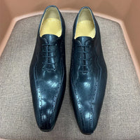 Italian Style Men's Genuine Leather Oxford Dress Shoes Brown/Black High-Quality Lace-Up Formal Wedding Suit Footwear