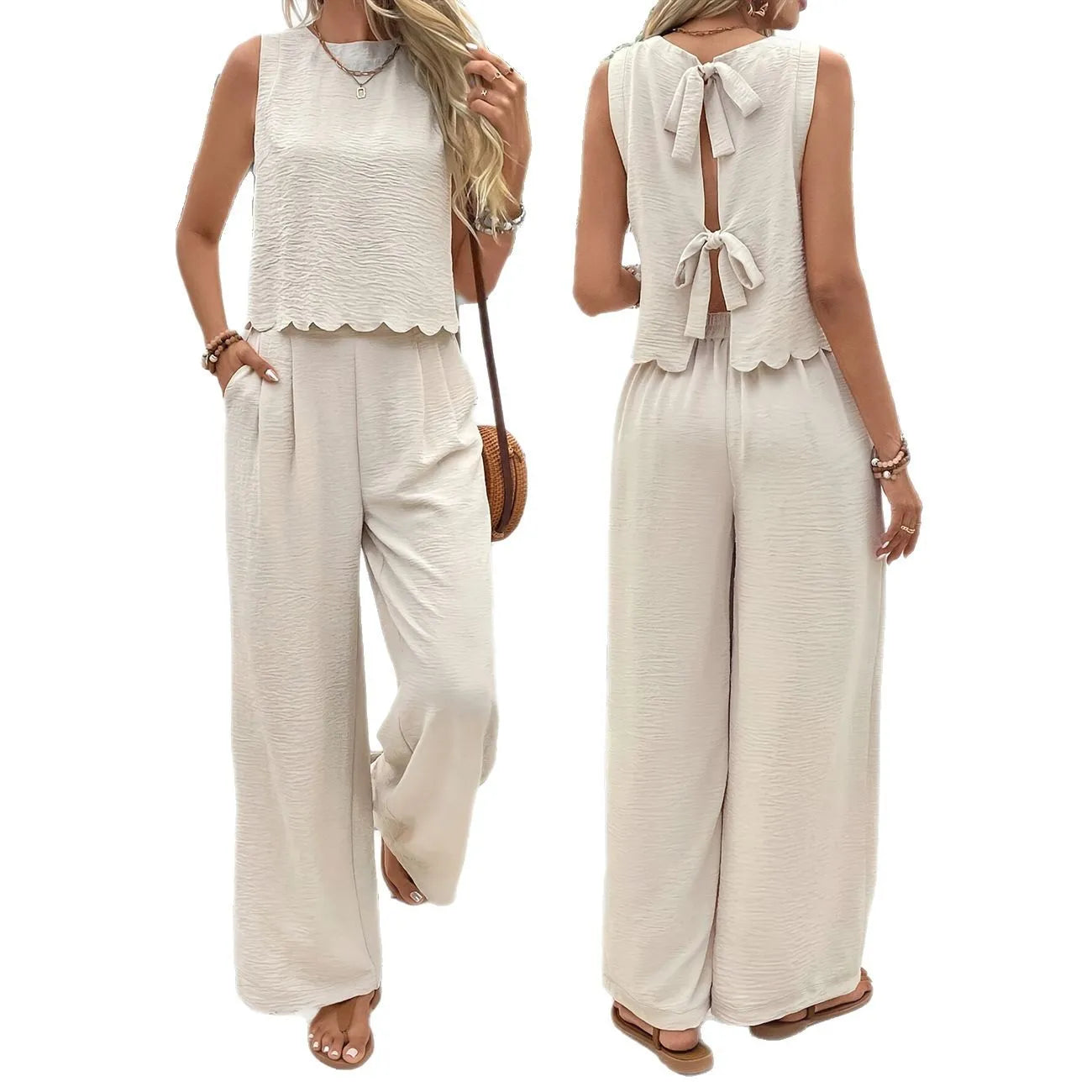 2025 Summer New Women's Fashion Sleeveless Tank Top Casual Pants Set