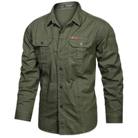 2023 New Mens Military Shirt Men Short Sleeve Cargo Shirts 100% Cotton Casual Solid Shirt Male Pocket Work Shirt