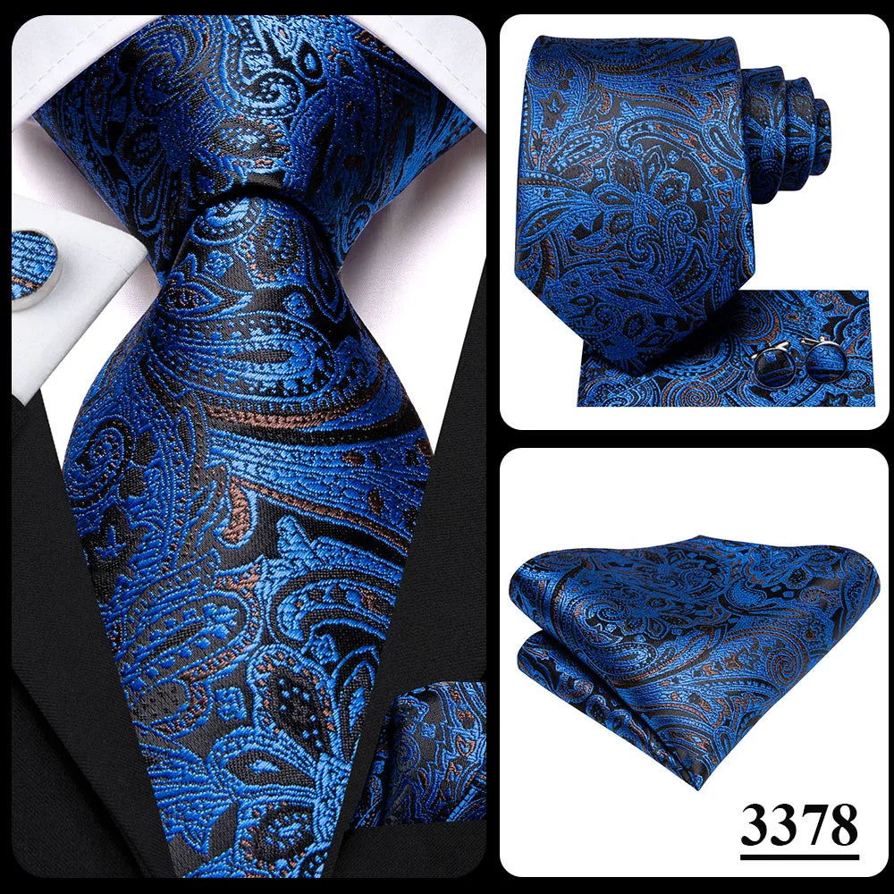 Hi-Tie Blue Business Solid 100% Silk Men's Tie NeckTie 8.5cm Ties for Men Formal Luxury Wedding High Quality Gravata