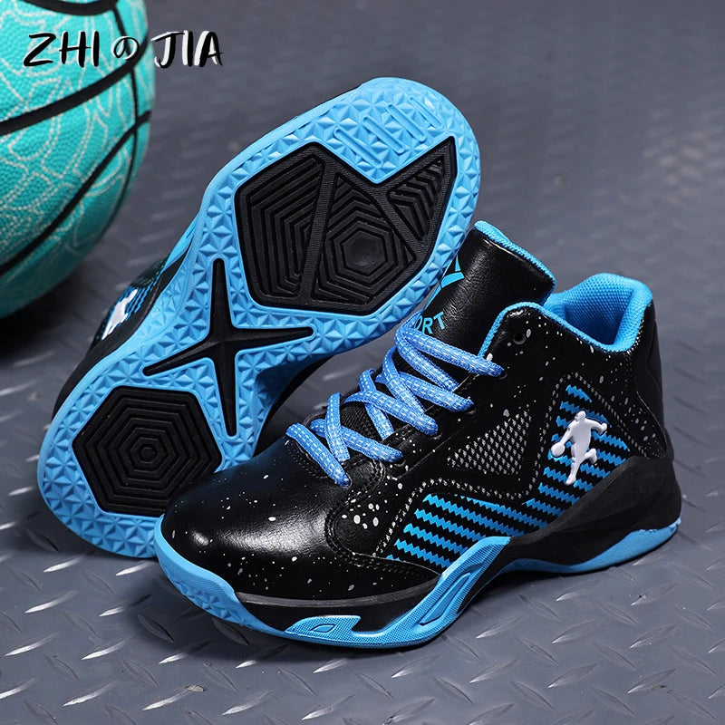 Youth Basketball Shoes Outdoor Non slip Durable Sports Shoes Boys Spring and Autumn Fashion Trend Leather Sneaker