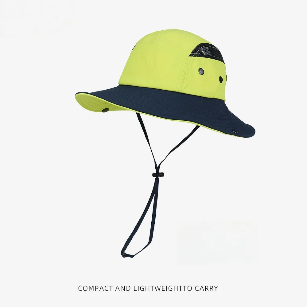 UPF50+ Waterproof Sun Hat Men Women Wide Brim Bucket Hat Quick Dry Breathable Boonie Hat Outdoor Fishing Hiking Safari Caps