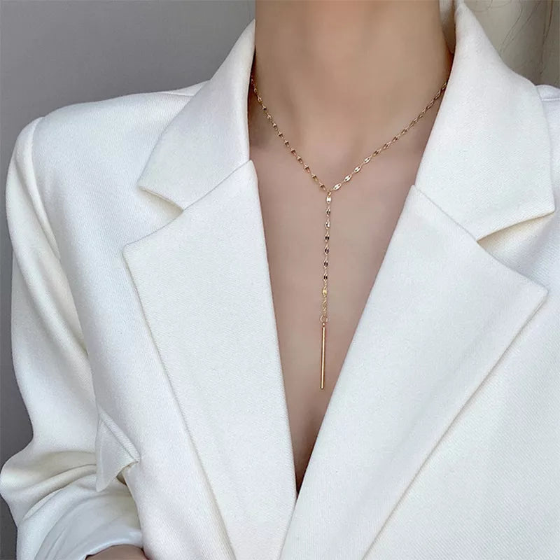 Luxury Stainless Steel Pendant Choker Necklace for Women Minimalist Bamboo Chain Women Stainless Steel Necklace Jewelry