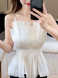 Elegant Sweet Corset Office Lady Casual Sleeveless Blouse Women Evening Party Sexy Y2k Crop Top Korean Fashion Summer 2023