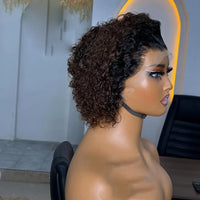 Pixie Curls 100% Human Hair 13x4 Lace Frontal Wigs Pixie Cut Short Bob Human Hair Wig Transparent Lace Front Human Hair Wig