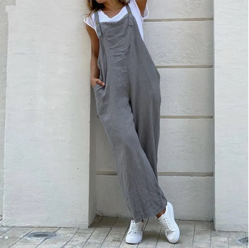 Preppy Wide Leg Pants Jumpsuit Women Green Causal Loose Monos Mujer Long Jumpsuits Summer Combinaison Femme 2023 Y2k Overalls