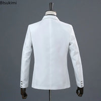 2025 Men's Party Prom Sequin Dress Suit 2 Piece Sets Luxury Classic Black White Diamond Singer Dance Stage Performance Costumes