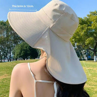 Fisherman Hat Wide Brim Sun Hat Shawl Neck Flap UV Protection Outdoor Travel Beach Hat Women Accessories Summer