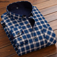 New Design Autumn Winter Warm Plaid Shirts for Men Evening Business Office High Quality Men's Winter Clothing Fashion Tops 2026