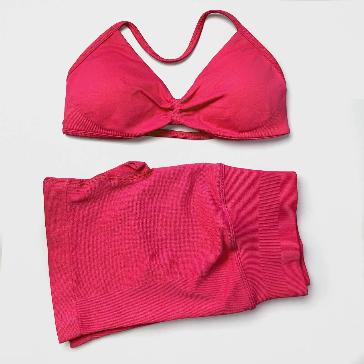 Seamless 2 Pieces Strappy Yoga Halter Bras Sets Scrunch Butt Sports Shorts Quick Dry Backless Gym Crop Tops with Pad Push Up Set