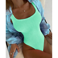 Sexy Ribbed Wrinkled One-piece Bikini Female Swimsuit Women Push Up Bra Swimwear