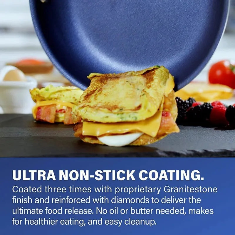 Blue 5 Piece Cookware Set, Ultra Non-Stick, Dishwasher Safe, Oven Safe