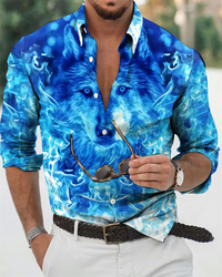 New parties fashion social men&#39;s buttons Shirt casual designer prints long -sleeved top men&#39;s lapel men&#39;s clothing 2023