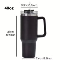 40oz 304 stainless steel vacuum insulated water cup with handle, straw cover, car portable sports travel cup leak proof design