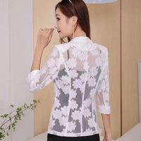 2023 Summer Women Thin Cardigan Sun Protection Clothing Hollow Lace Slim Shawl Office Ladies Work Wear  women blazers and jacket