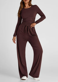 2025 autumn/winter asymmetrical design casual suit women's long sleeved wide leg pants multi occasion sportswear