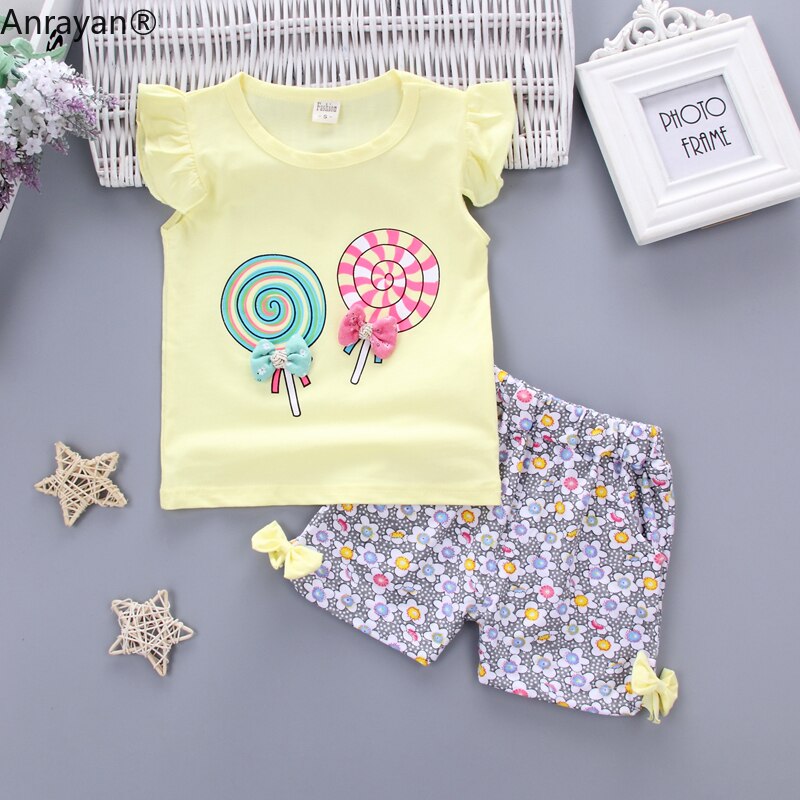 HOT Baby Girls Clothing Outfits Brand Summer Newborn Infant Sleeveless T-shirt Shorts 2pc/Sets Clothes Casual Sports Tracksuits