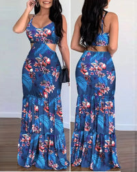 Pencil Dresses Women V Neck Backless Hollow Sling Dress Print Slim Fit Casual Sleeveless Pleated Vestidos Elegant Summer