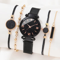 5PCS Watch Set Luxury Magnet Buckle Women Watches Dropshipping Bracelet Ladies Quartz Wrist Watch Female Clock Gift Reloj Mujer