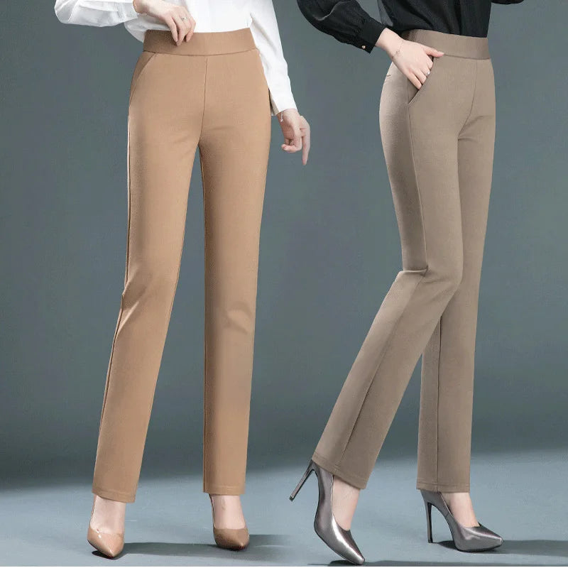 Ladies Casual Leggings Elastic High Waist Work Pants Fat Man Trousers Spring Summer Commuter Dress Trousers Straight Pants