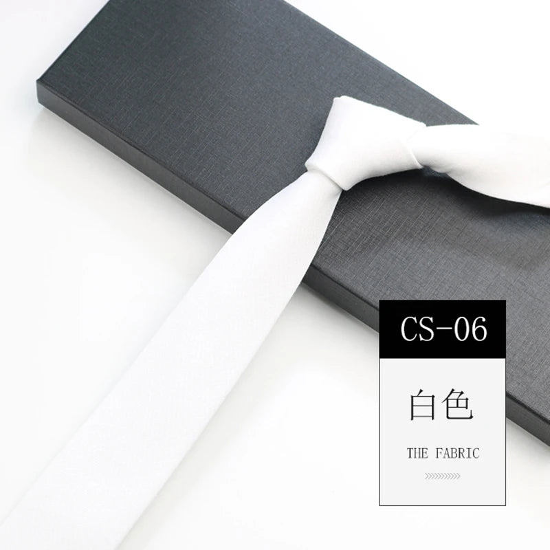 Classic 6cm Solid Navy Brown Neckties For Men Narrow Soft Cotton Neck Ties Casual White Tie Club Party Shirt Accessories Cravat