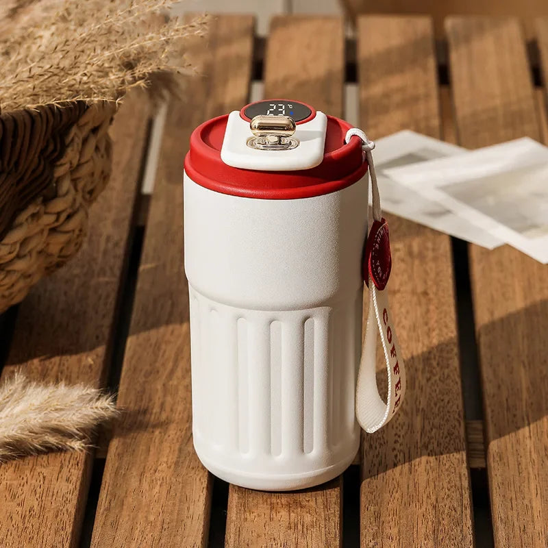 Double-layer Stainless Steel Vacuum Insulated Water Cup with Intelligence Temperature Display Thermal Travel Mug Coffee Hot Cup