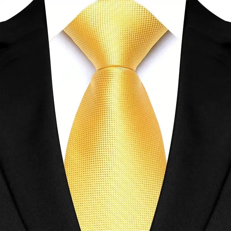 8cm Width Yellow Color Neck Ties For Men Paisley Dots Necktie Handmade Business Formal Tie Suit Accessories Tuxedo Cravat