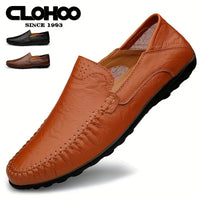 CLOHOO Men's Business Casual Shoes Leather Stitching Comfortable Breathable Rubber Bottom Second Layer Cowhide