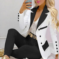 ensemble blazers et pantalons femme 2023 New Fashion Office Lady 2 Pcs Sets Slim Jacket And High Waist Pencil Pants Women Suits