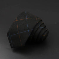 Classic Black Grey Plaid Cotton Necktie 6cm Slim Fashion Skinny Tie Men Tuxedo Suit Party Business Casual Accessory Cravat Gift