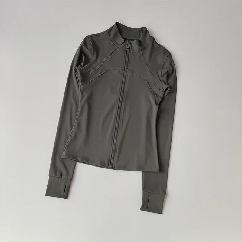 Zippered Sports Jacket for Women Yoga Suits Slim Fit Training for Jogging Long-sleeved Quick-drying Cardigan Jacket Top