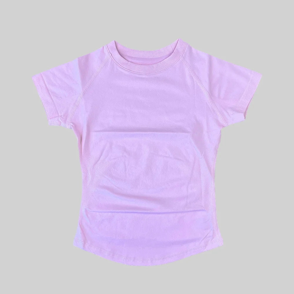 ARFTE Gym T Shirt Short Sleeve Yoga Top Women's Round Neck Seamless High Stretch Fitted Sports Gym Shirt Workout Clothing