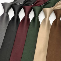 8cm Width Solid Color Striped Neck Ties For Men Trendy Gentlemen Black Wine Necktie Wedding Party