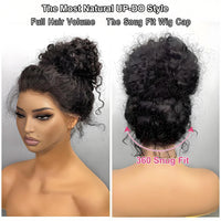 250% 30-36 inch HD Invisi Strap 360 Full Lace Frontal Kinky Curly Wig Black 100% Human Hair Drawstring Snug Water Wig Glueless