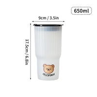 WORTHBUY Cute Bear Plastic Water Cup Large Capacity Water Bottle Travel Leak-proof Tumbler With Lid Portable Milk Coffee Cups