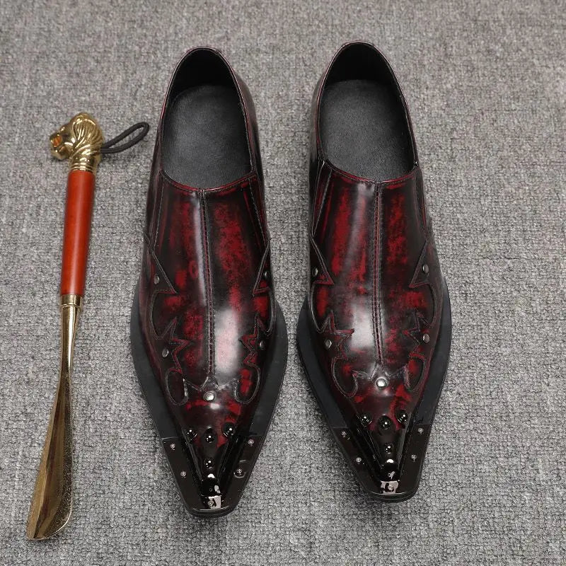 Spring/Autumn Men's Genuine Leather Pointed Toe Slip-On Brown Business Office Wedding For Men Flats Shoes