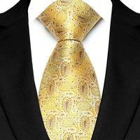 8cm Width Yellow Color Neck Ties For Men Paisley Dots Necktie Handmade Business Formal Tie Suit Accessories Tuxedo Cravat