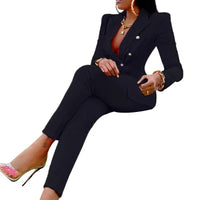 Autumn Winter Streetwear Women's Set Long Sleeve Blazer Pants Suit Office Lady Tracksuit Two Piece Set Fitness Outfits