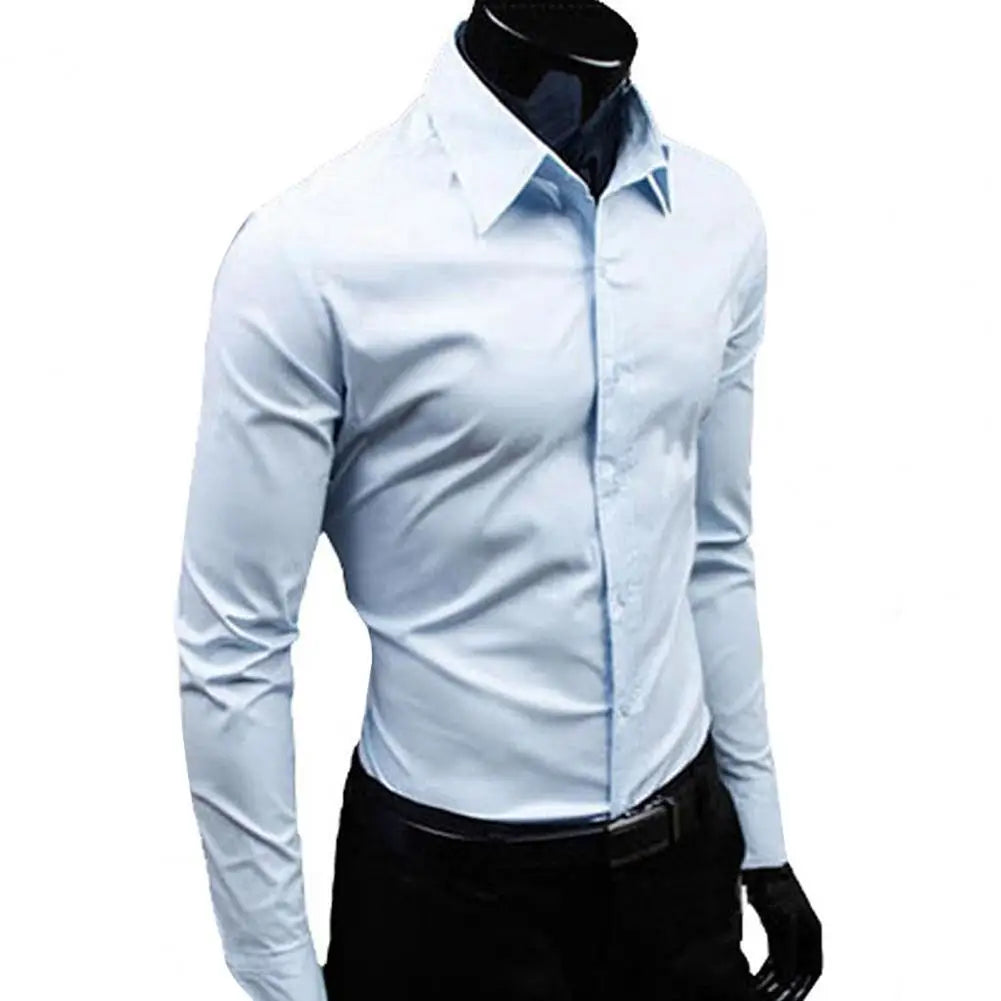 Men's Shirt Button-down Closure Anti-wrinkling Odorless4 Long-sleeve Button-down Shirt for Daily Life