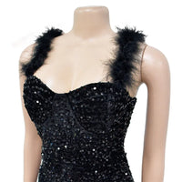 Glitter Sequins Party Short Dresses for Women Birthday Nightclub Feathers Sleeveless Strapless Prom Bodycon Mini Dress Christmas