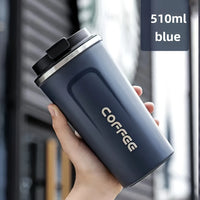 Durable Vacuum Insulated Coffee Travel Cup Stainless Steel Thermos Leak Proof Double Wall Matte Design Keeps Drinks Hot Cold